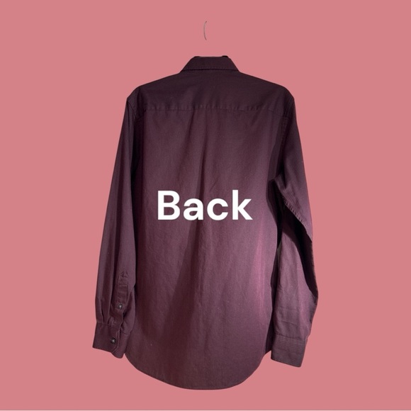 Van Huesen Button Down Dress Shirt Light Pinstripe Over Maroon Long Sleeve M - Picture 3 of 9